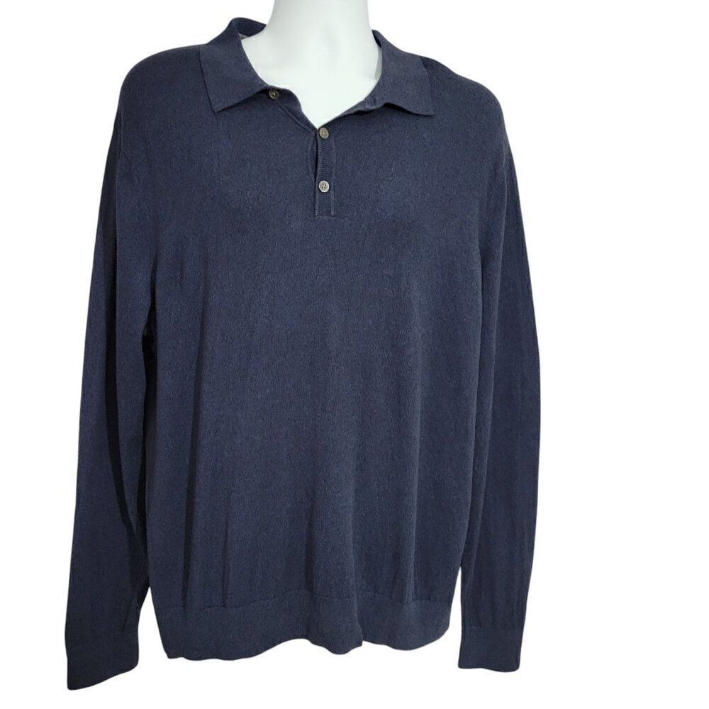 Banana Republic Sweater Mens Size XL‎ Silk Cotton Cashmere Blend Blue Pullover